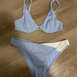 Hollister Light Blue Ribbed Underwire Bikini Set